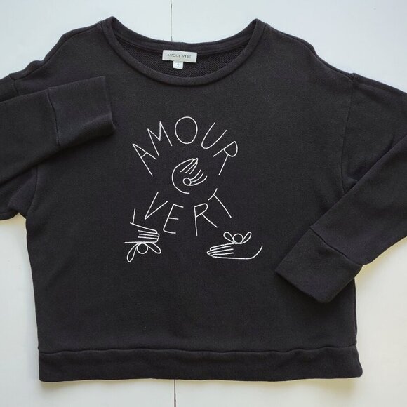 Amour Vert Organic Cotton Sweatshirt Relaxed Fit Crewneck  Women Size Small Boho - Picture 7 of 8